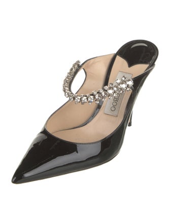 Jimmy Choo Patent Leather Crystal Embellishments Mules