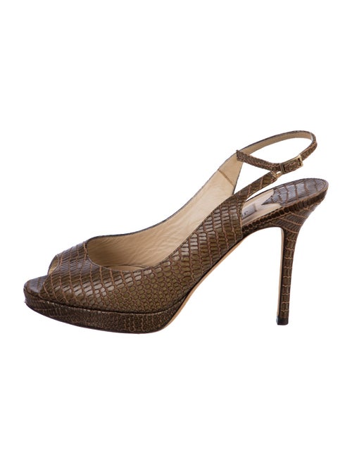 Jimmy Choo Embossed Leather Animal Print Slingback Sandals