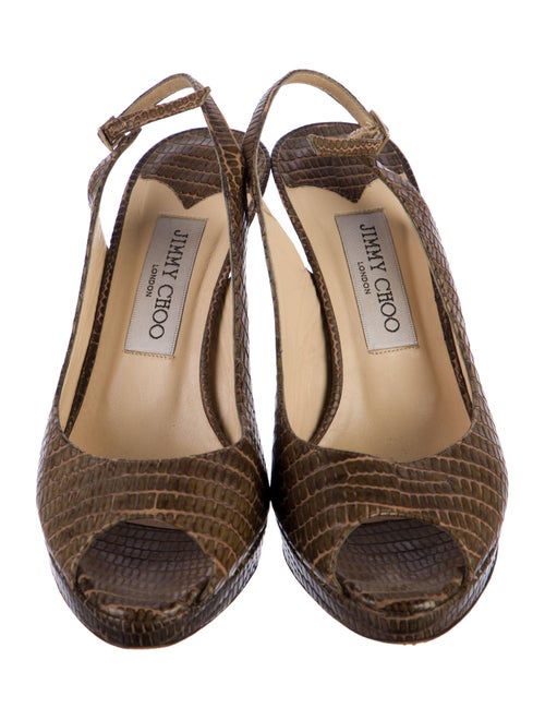 Jimmy Choo Embossed Leather Animal Print Slingback Sandals