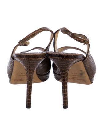 Jimmy Choo Embossed Leather Animal Print Slingback Sandals