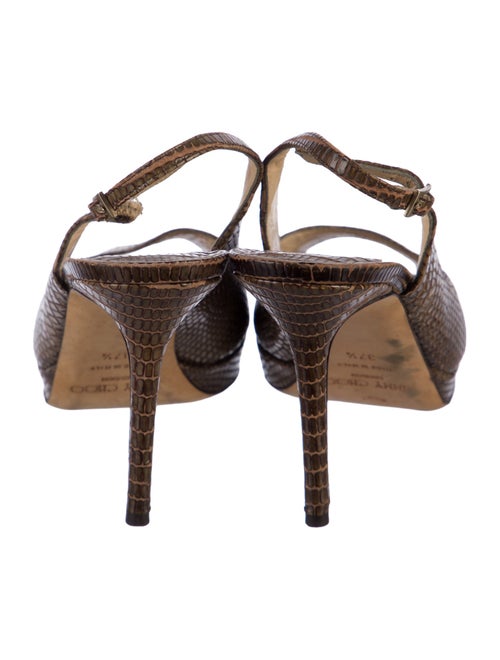 Jimmy Choo Embossed Leather Animal Print Slingback Sandals