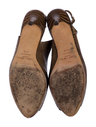 Jimmy Choo Embossed Leather Animal Print Slingback Sandals