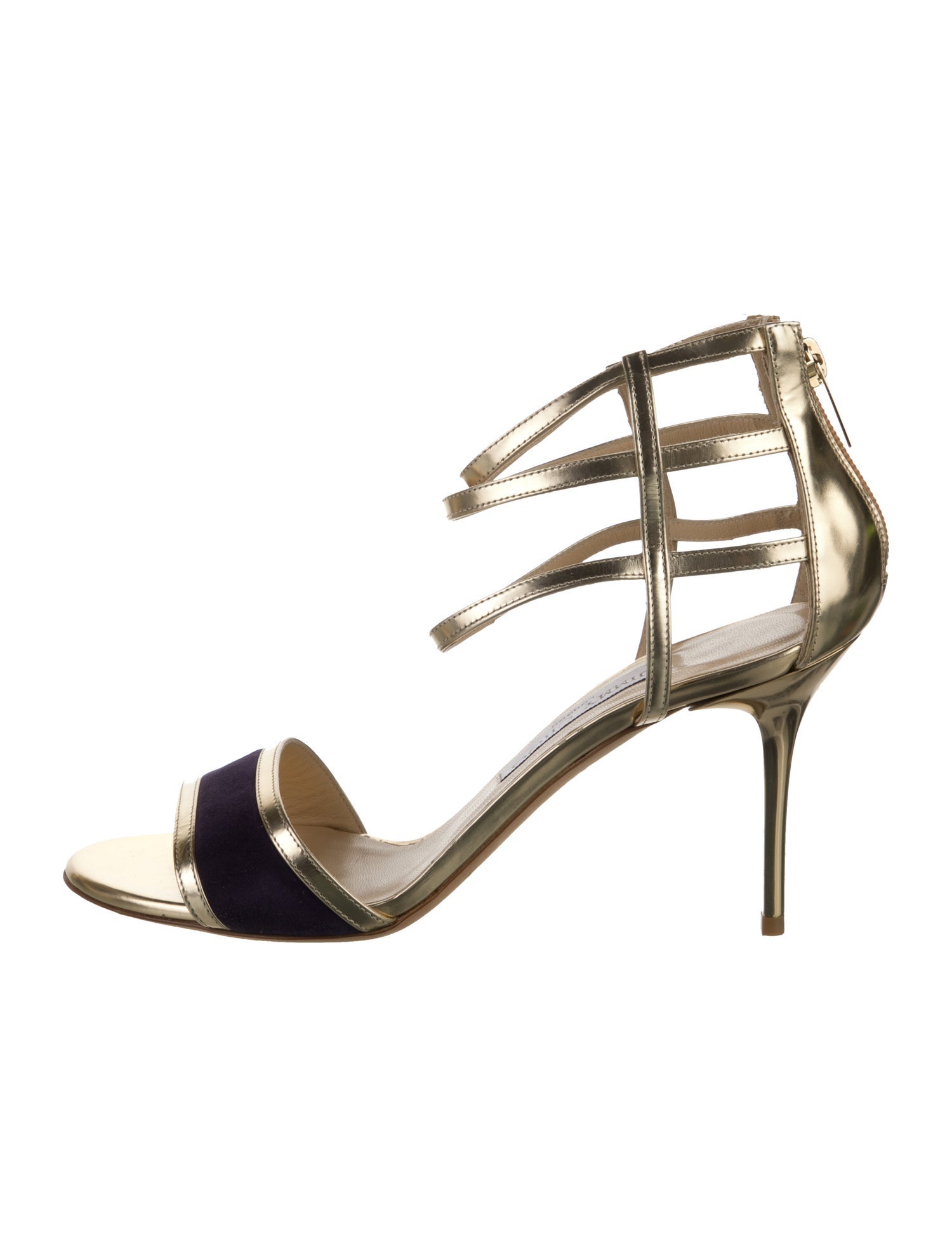 Jimmy Choo Leather Colorblock Pattern Sandals