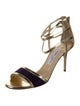 Jimmy Choo Leather Colorblock Pattern Sandals