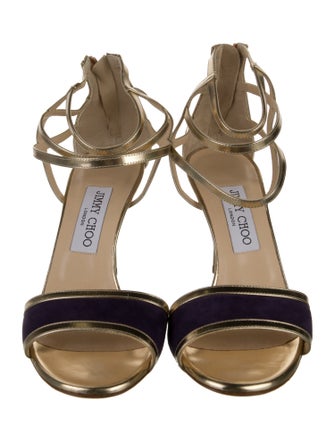 Jimmy Choo Leather Colorblock Pattern Sandals