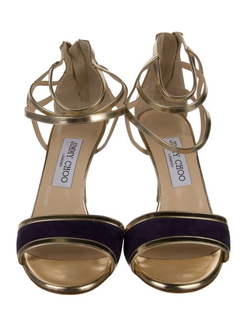 Jimmy Choo Leather Colorblock Pattern Sandals