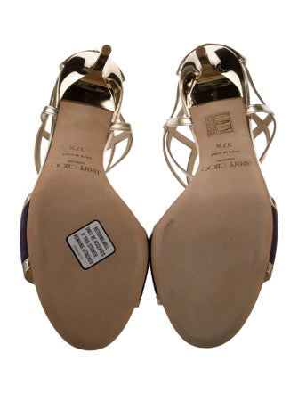 Jimmy Choo Leather Colorblock Pattern Sandals