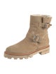 Jimmy Choo Suede Fur Trim Moto Boots
