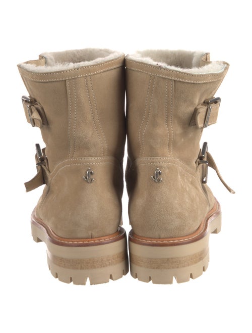 Jimmy Choo Suede Fur Trim Moto Boots