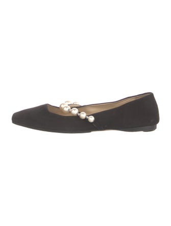 Jimmy Choo Faux Pearl Accents Suede Ballet Flats
