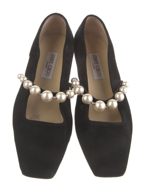 Jimmy Choo Faux Pearl Accents Suede Ballet Flats