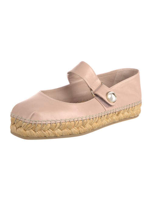Jimmy Choo Faux Pearl Accents Leather Espadrilles