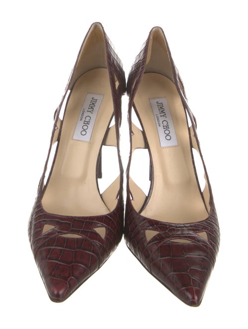 Jimmy Choo Crocodile Cutout Accent Pumps