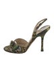 Jimmy Choo Floral Print Pleated Accents Slingback Sandals