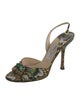 Jimmy Choo Floral Print Pleated Accents Slingback Sandals