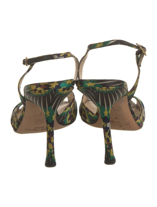 Jimmy Choo Floral Print Pleated Accents Slingback Sandals
