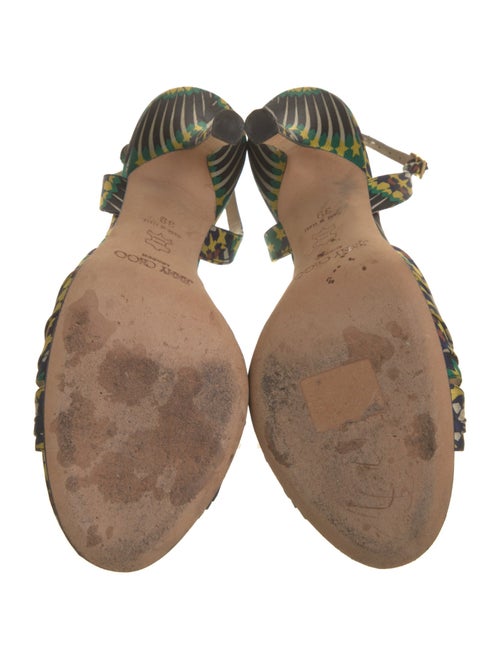 Jimmy Choo Floral Print Pleated Accents Slingback Sandals