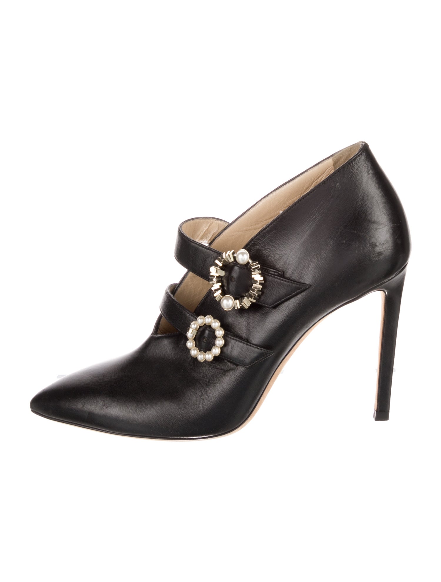 Jimmy Choo Faux Pearl Accents Leather Pumps