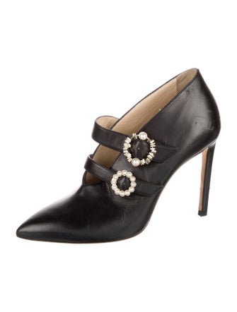 Jimmy Choo Faux Pearl Accents Leather Pumps