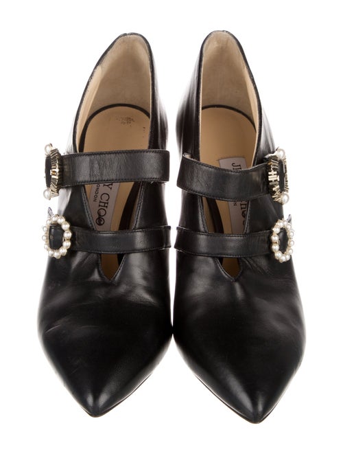 Jimmy Choo Faux Pearl Accents Leather Pumps
