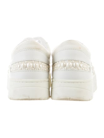 Jimmy Choo Faux Pearl Accents Leather Sneakers