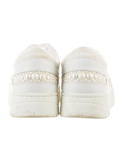 Jimmy Choo Faux Pearl Accents Leather Sneakers