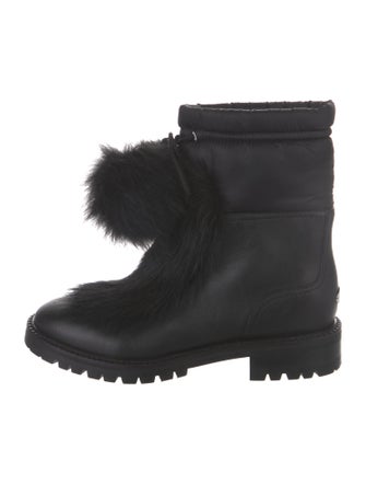 Jimmy Choo Leather Pom-Pom Embellishments Combat Boots
