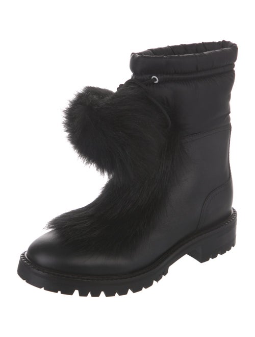 Jimmy Choo Leather Pom-Pom Embellishments Combat Boots