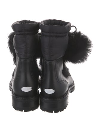 Jimmy Choo Leather Pom-Pom Embellishments Combat Boots