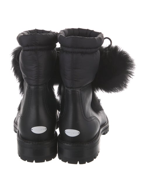 Jimmy Choo Leather Pom-Pom Embellishments Combat Boots