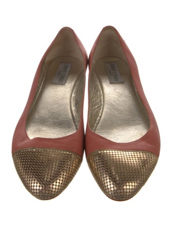 Jimmy Choo Leather Colorblock Pattern Ballet Flats