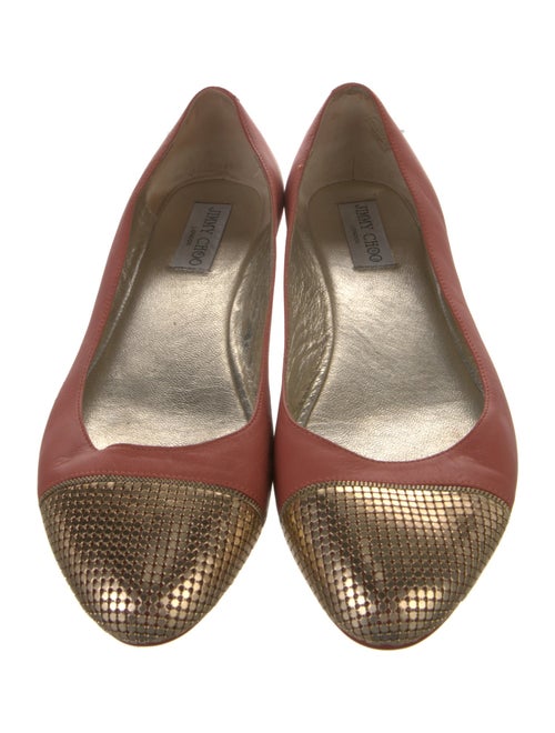 Jimmy Choo Leather Colorblock Pattern Ballet Flats