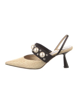 Jimmy Choo Straw Animal Print Slingback Pumps