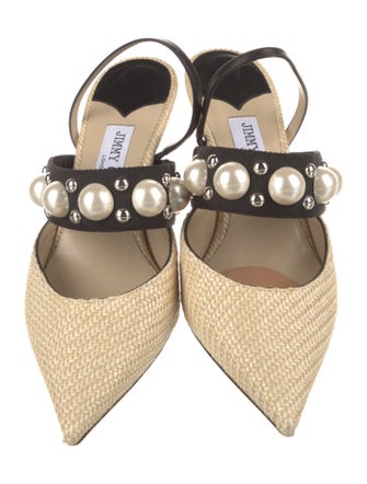 Jimmy Choo Straw Animal Print Slingback Pumps