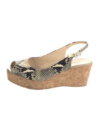 Jimmy Choo Snakeskin Animal Print Slingback Pumps