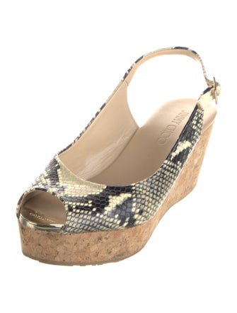Jimmy Choo Snakeskin Animal Print Slingback Pumps