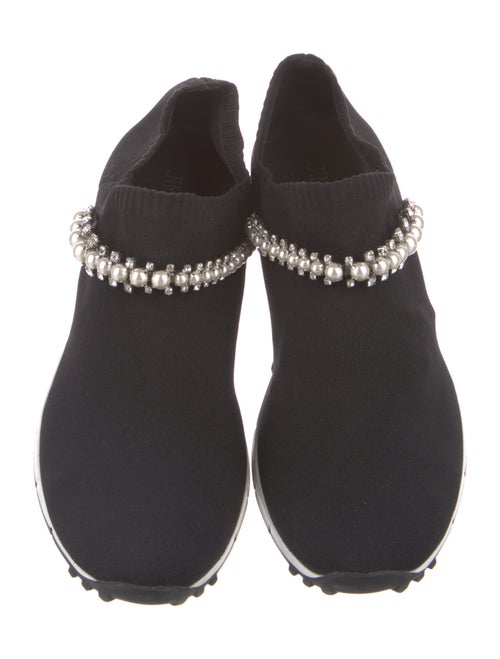Jimmy Choo Faux Pearl Accents Crystal Embellishments Sneakers