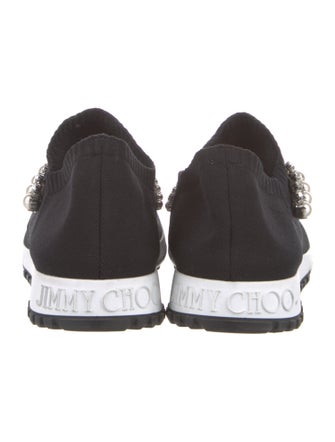 Jimmy Choo Faux Pearl Accents Crystal Embellishments Sneakers