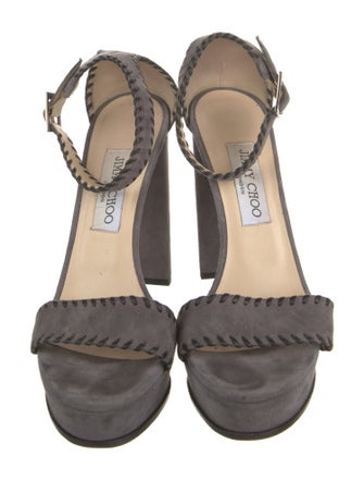 Jimmy Choo Suede Whipstitch Trim Sandals