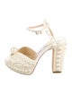 Jimmy Choo Faux Pearl Accents Satin Sandals