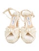 Jimmy Choo Faux Pearl Accents Satin Sandals