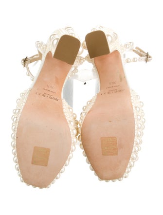 Jimmy Choo Faux Pearl Accents Satin Sandals