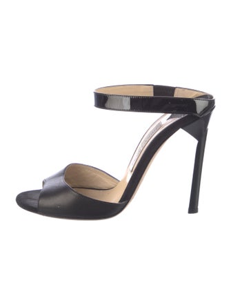 Jimmy Choo Leather Animal Print Slides