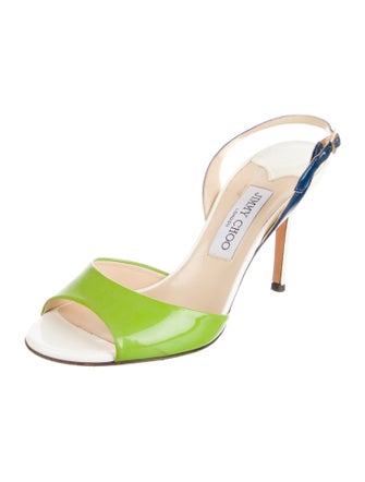 Jimmy Choo Patent Leather Printed Slingback Sandals