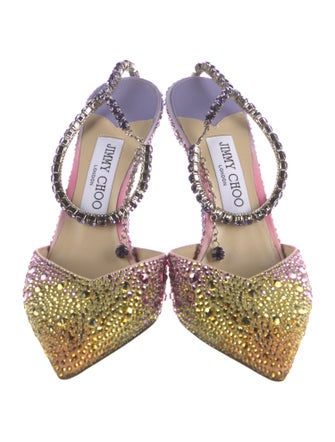 Jimmy Choo Tie-Dye Print Crystal Embellishments D'Orsay Pumps