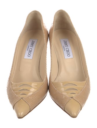 Jimmy Choo Lizard Cutout Accent Pumps