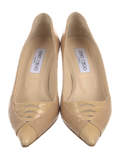 Jimmy Choo Lizard Cutout Accent Pumps