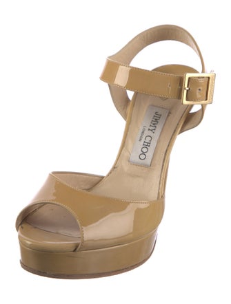 Jimmy Choo Patent Leather T-Strap Sandals