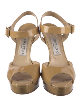 Jimmy Choo Patent Leather T-Strap Sandals