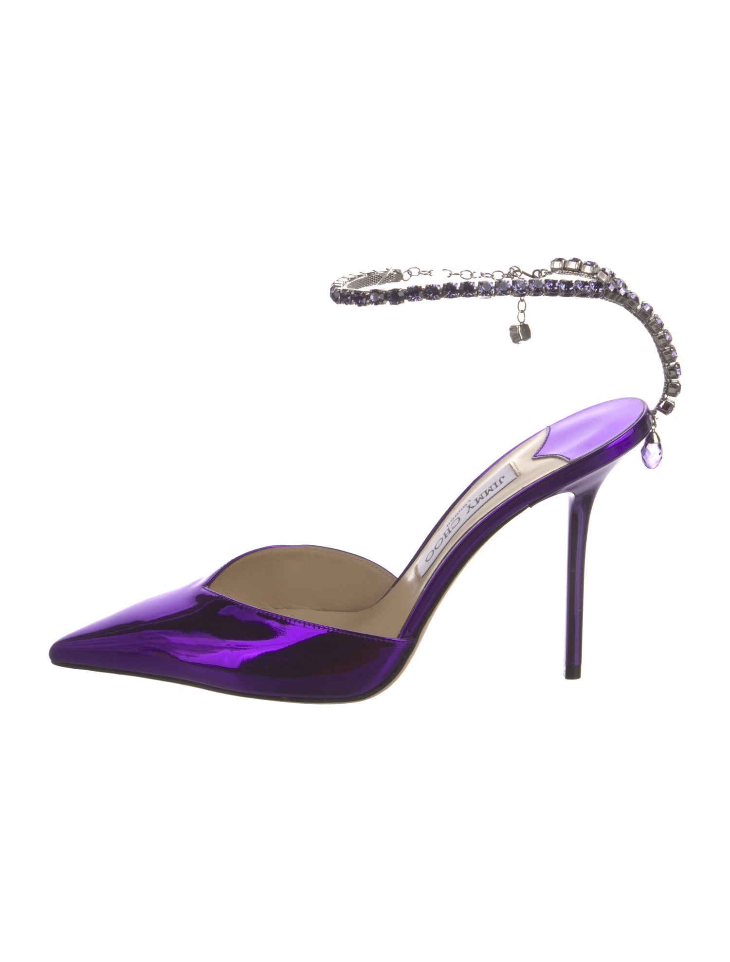 Jimmy Choo Patent Leather Crystal Embellishments D'Orsay Pumps